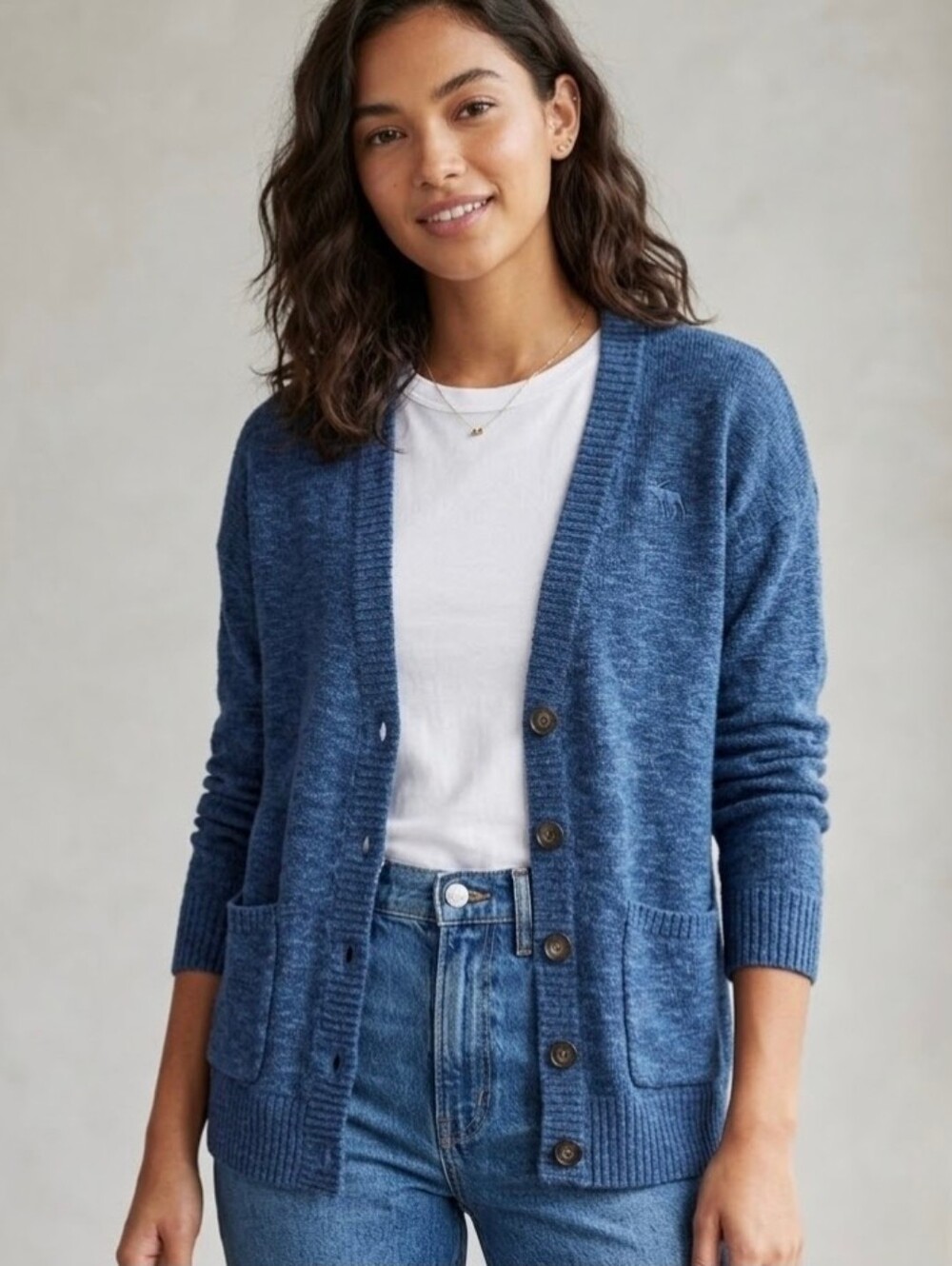 Abercrombie & Fitch Blue Sweater Size M Medium Cardigan Cover Up Top Button Coat